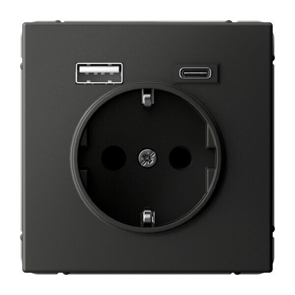ARTGALLERY РОЗЕТКА 16А с 2 USB A+C, 5В/2,4А/3,0А, 2х5В/1,5А, механизм, БАЗАЛЬТ