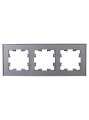 BRITE Рамка 3-местная  РУ-3-2-БрСе стекло сер. IEK BR-M32-G-K03