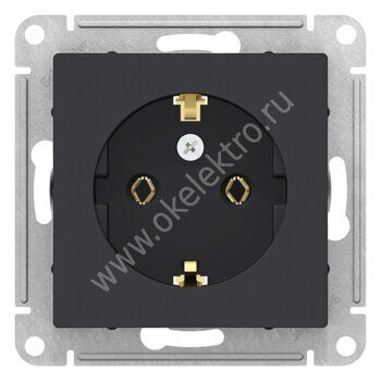 ATLASDESIGN РОЗЕТКА с заземлением, 16А, механизм, КАРБОН ATN001043